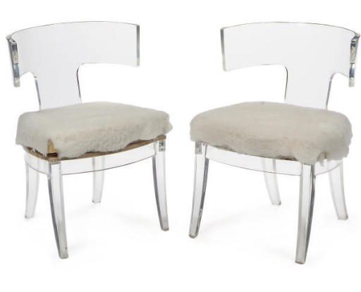 A PAIR OF LUCITE CHAIRS,