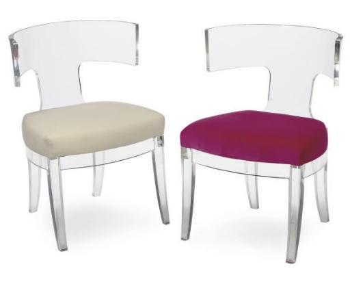 A PAIR OF LUCITE CHAIRS,