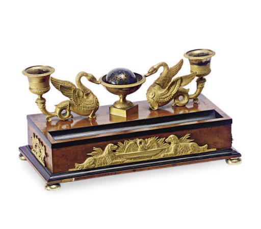 A CHARLES X ORMOLU-MOUNTED ASH ENCRIER,