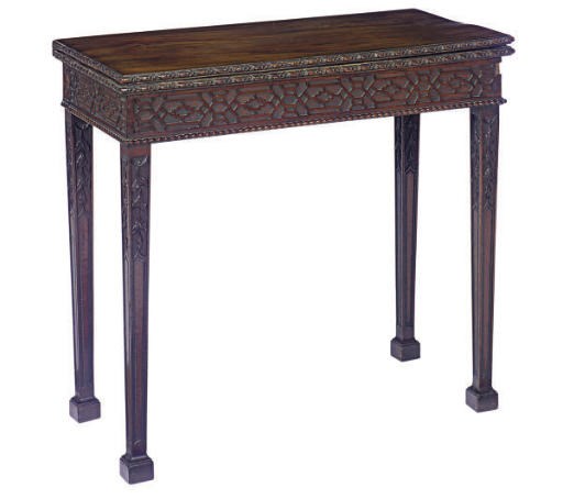 A GEORGE III MAHOGANY CARD TABLE,