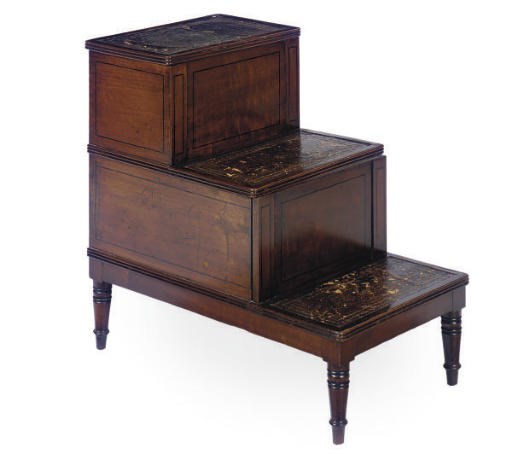 A SET OF REGENCY MAHOGANY BEDSTEPS,