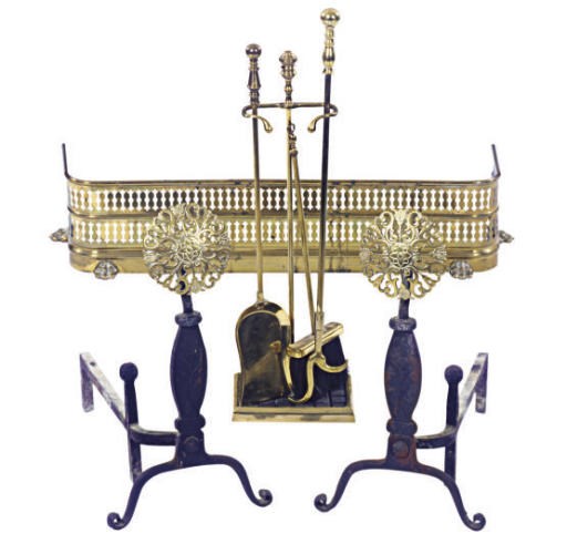 A PAIR OF DUTCH STYLE BRASS ANDIRONS,