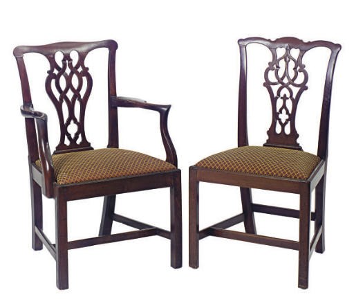 A MATCHED SET OF GEORGE III PROVINICIAL MAHOGANY DINING CHAIRS,