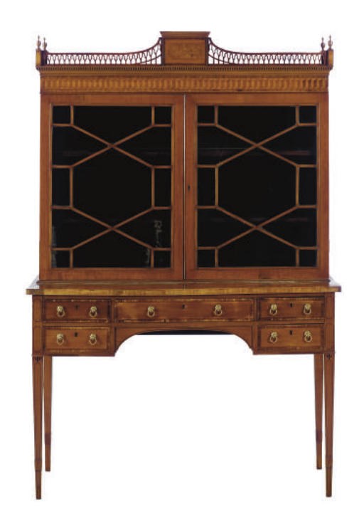 AN EDWARDIAN SATINWOOD, ROSEWOOD AND PARQUETRY SIDE CABINET**,