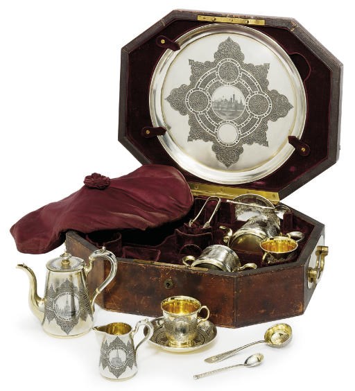 A parcel-gilt niello tea and coffee service