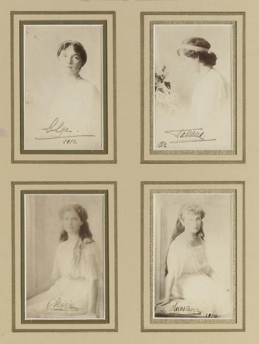 Four photographs of the Grand Duchesses Olga, Tatiana, Maria and Anastasia