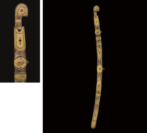 A caucasian parcel-gilt and niello shashka