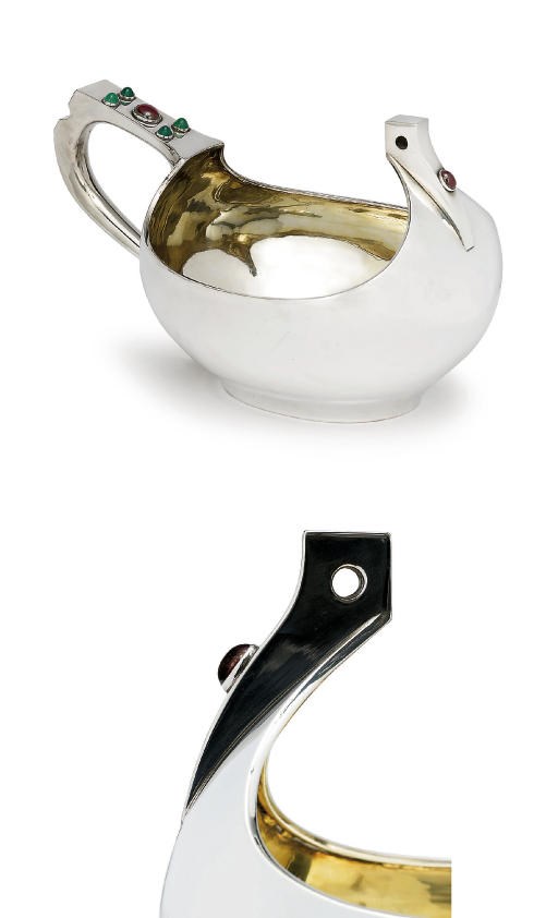 A large jewelled silver kovsh