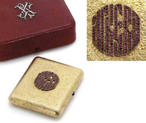 A jewelled and gold cigarette-case