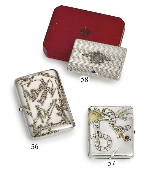 A silver Imperial presentation cigarette-case