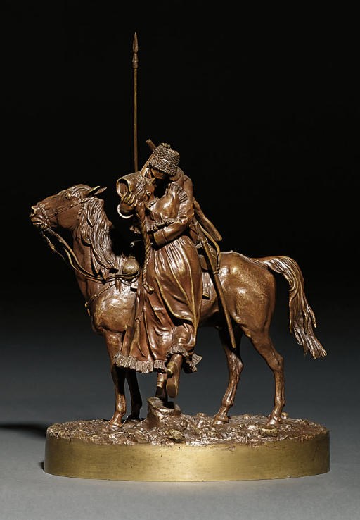 A bronze figure of Cossack farewell
