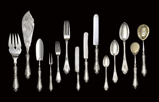 A silver composite table-service