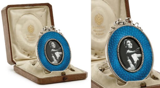 Silver and guilloché enamel photograph frame