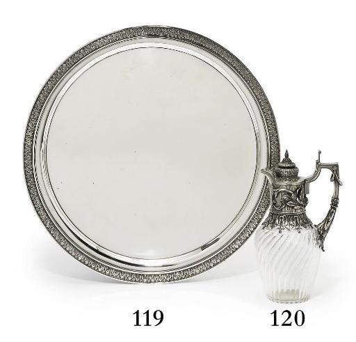 A silver-mounted cut-glass jug