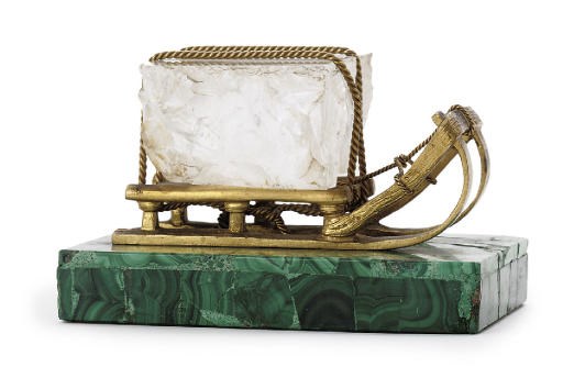 A gilt-bronze, rock-crystal and malachite sleigh