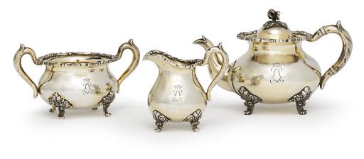 A silver-gilt tea service