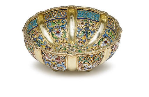 A silver-gilt cloisonné enamel bowl