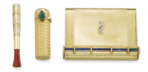 A RETRO VANITY CASE AND LIPSTICK HOLDER, BY CARTIER