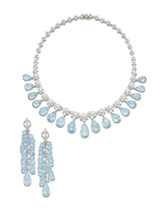 A SET OF AQUAMARINE AND DIAMOND JEWELLERY, BY MICHELE DELLA VALLE