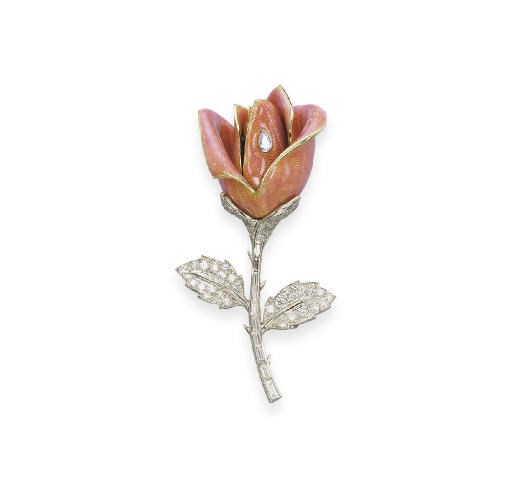 AN ENAMEL AND DIAMOND BROOCH, BY BOUCHERON