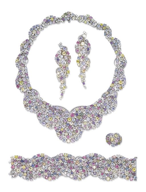 A SUITE OF MULTI-COLOURED SAPPHIRE AND DIAMOND JEWELLERY, BY MICHAEL YOUSSOUFIAN