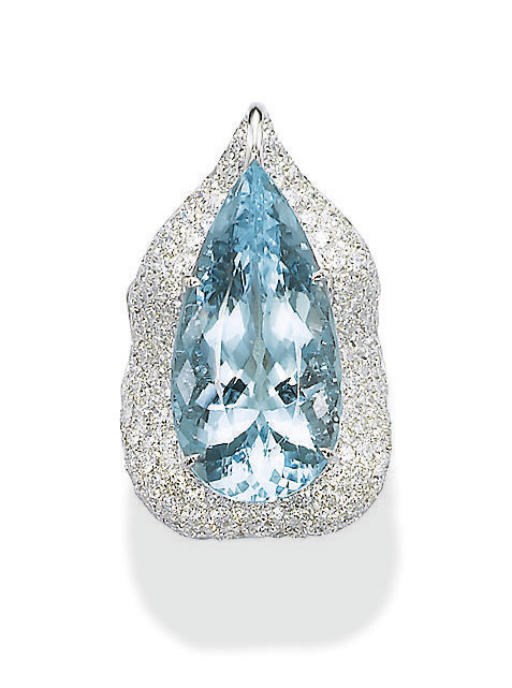 AN AQUAMARINE AND DIAMOND RING, BY MARGHERITA BURGENER