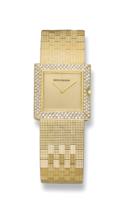 A GENTLEMAN'S GOLD AND DIAMOND WRISTWATCH, BY BOUCHERON