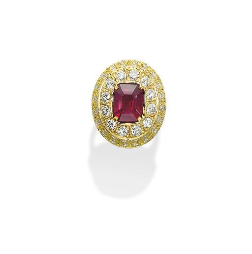 A RUBY AND DIAMOND RING