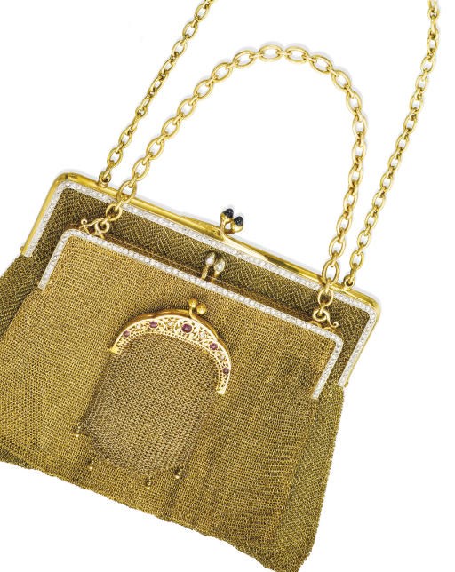 THREE BELLE EPOQUE GOLD MESH AND GEM-SET EVENING BAGS