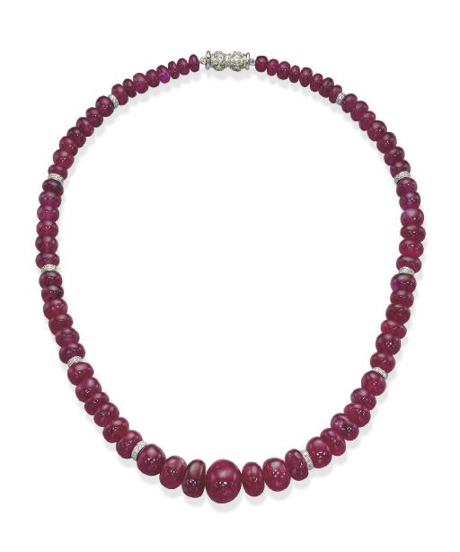 A RUBY BEAD NECKLACE