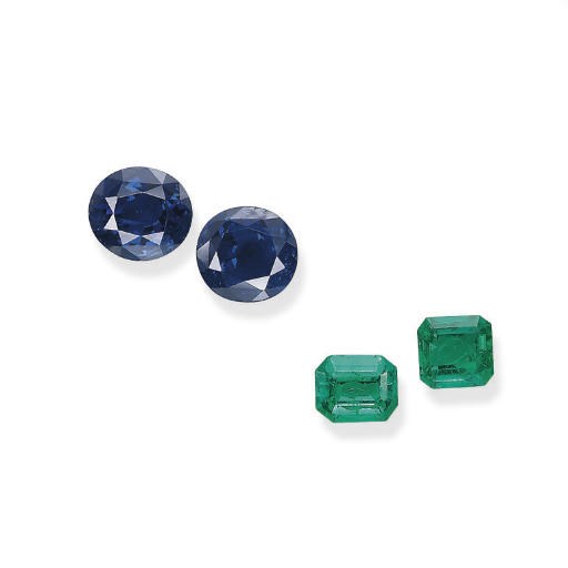 A GROUP OF UNMOUNTED SAPPHIRES AND EMERALDS