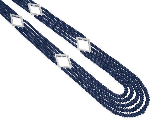 A SAPPHIRE BEAD AND DIAMOND SAUTOIR, BY MICHELE DELLA VALLE