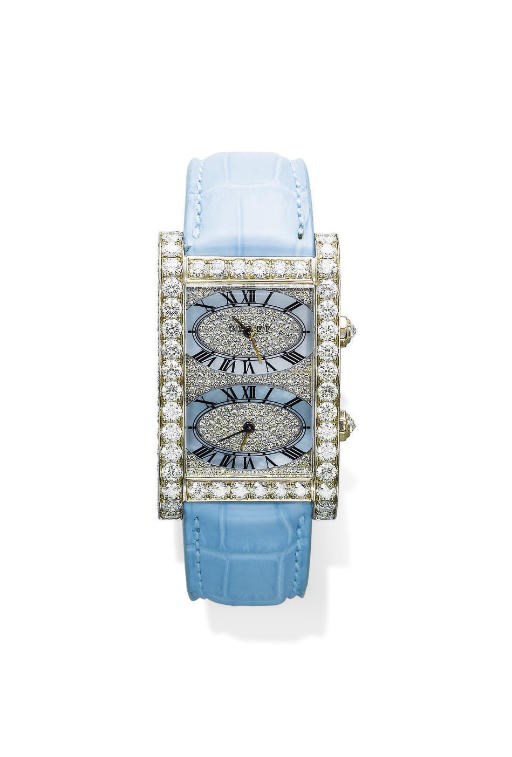 **A LADY'S DIAMOND AND MOTHER-OF-PEARL WRISTWATCH, BY GRAFF