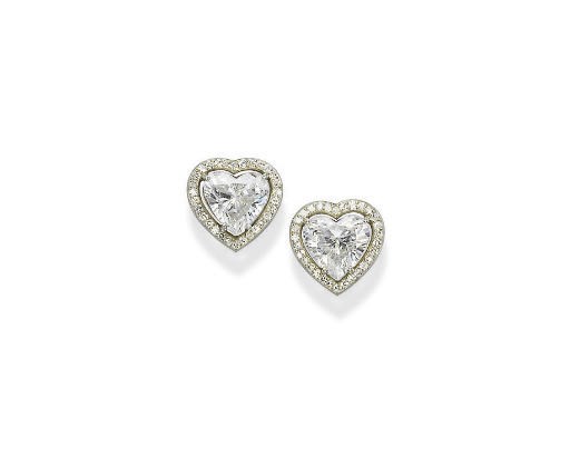 A PAIR OF DIAMOND EAR STUDS