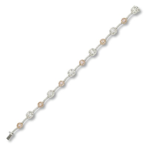 A DIAMOND AND COLOURED DIAMOND BRACELET