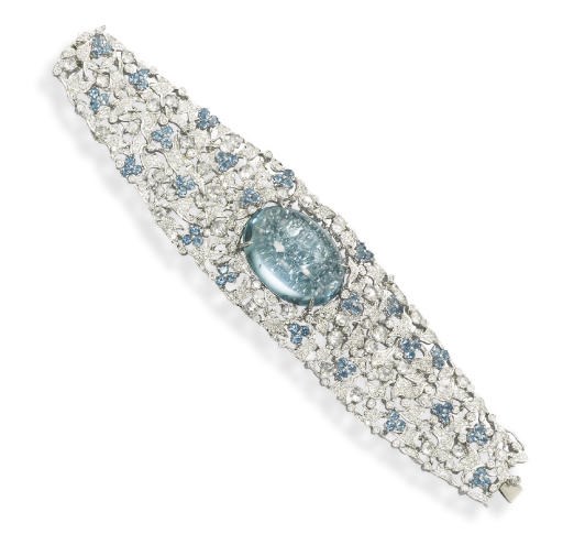 AN AQUAMARINE AND DIAMOND BRACELET, BY MICHAEL YOUSSOUFIAN
