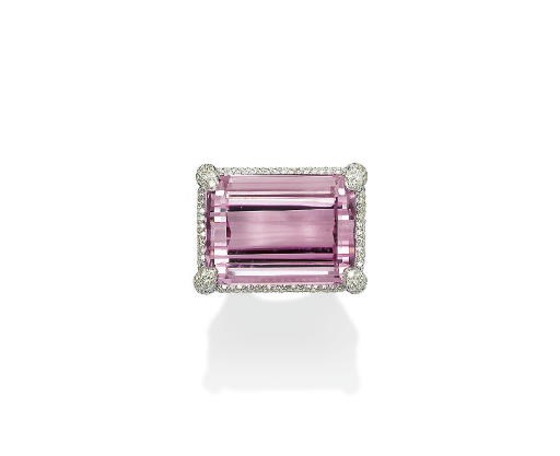 A KUNZITE AND DIAMOND RING, BY MARGHERITA BURGENER