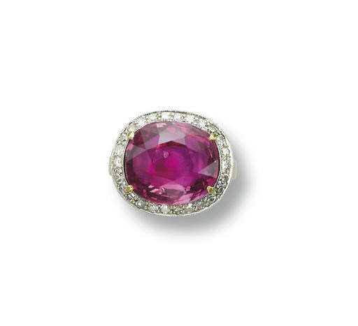 A RUBY AND DIAMOND RING