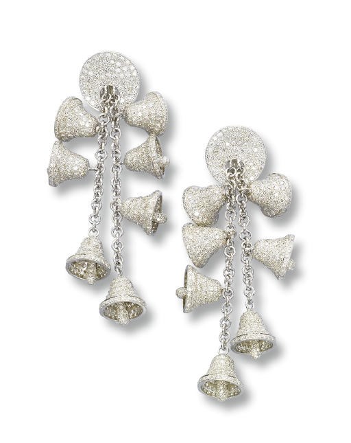 A PAIR OF DIAMOND 'BELL' EAR PENDANTS, BY MICHELE DELLA VALLE