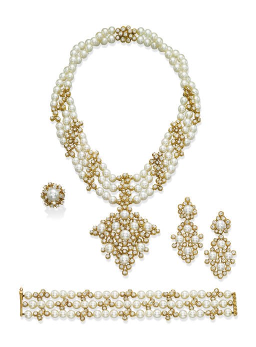 A SUITE OF CULTURED PEARL AND DIAMOND JEWELLERY