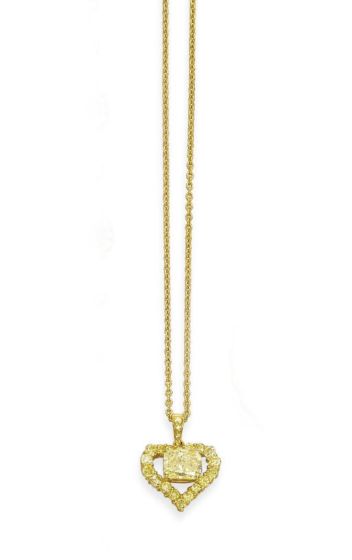 A COLOURED DIAMOND PENDENT NECKLACE, BY GRAFF