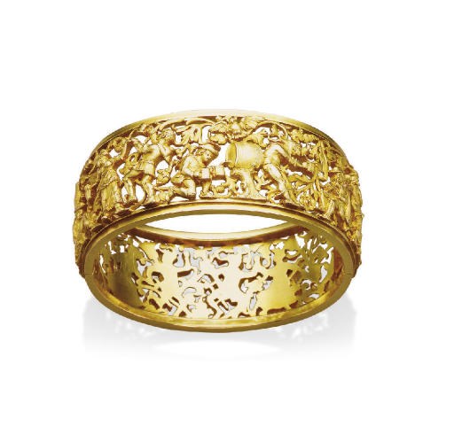 A RARE ANTIQUE GOLD 'DANSE FLAMANDE' BRACELET, BY BOUCHERON