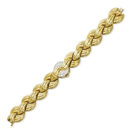 A GOLD AND DIAMOND WATCH, BY VAN CLEEF & ARPELS