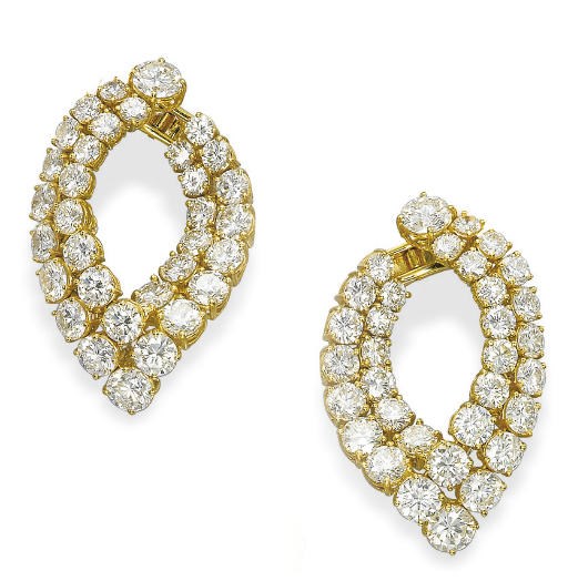 A PAIR OF DIAMOND EAR HOOPS