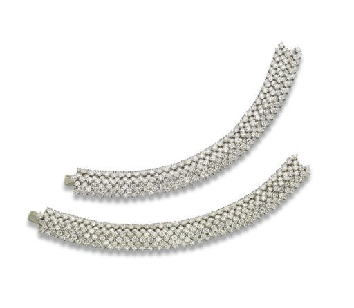 A PAIR OF ATTRACTIVE DIAMOND BRACELETS