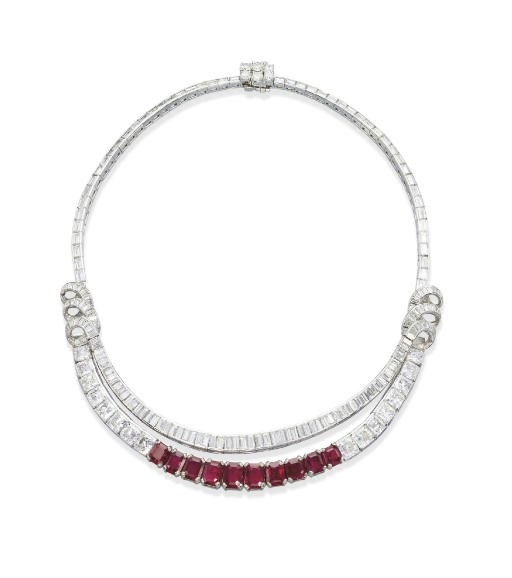 A RUBY AND DIAMOND NECKLACE