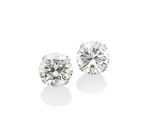 A PAIR OF DIAMOND EAR STUDS