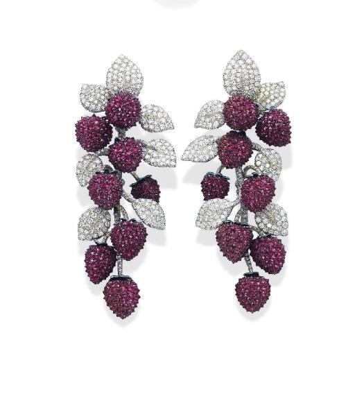 A PAIR OF 'WILD STRAWBERRIES' EAR PENDANTS, BY MICHELE DELLA VALLE
