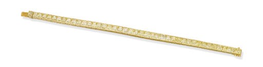 A COLOURED DIAMOND LINE BRACELET, BY VAN CLEEF & ARPELS