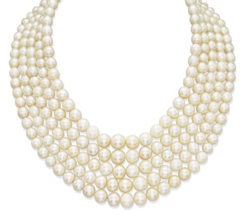AN IMPORTANT ANTIQUE NATURAL PEARL AND DIAMOND NECKLACE